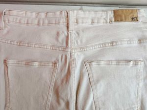 Beige Straight-Fit Denim Pants