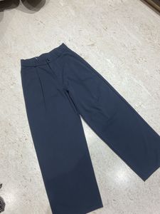 charcoal grey pleated parallel trousers