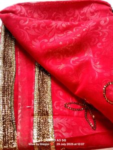 ❤️Red Designer Saree with Heavy Golden Work