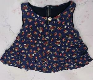 Cute Rose Printed Blue Crop Top 💙🌹