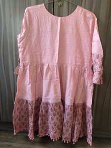 Pink Pom Poms Short Kurti One Piece