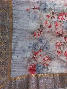 Satin Silk Saree With Border And Stone Work