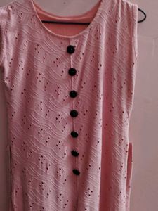 Pink Sleeveless Button-Down Dress