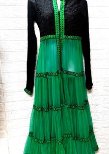Heavy Green And Black Anarkali Dress/ Gown
