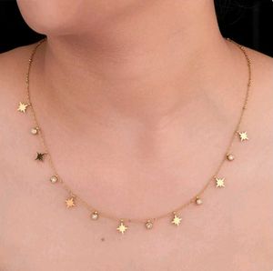 Star & Crystal Dangle Antiturnish Necklace