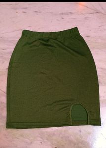 Olive Mini Skirt with Cutout