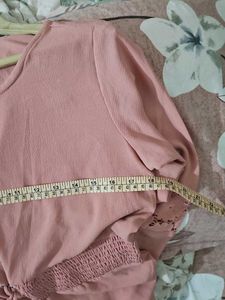 Peach Lace Sleeve Top