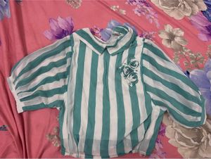 Vintage Striped Floral Blouse