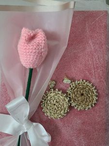 Earrings and Crochet Flower