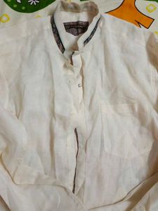 Elegant Beige Shirt with Chinese Collar