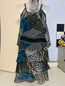 Pintrest Tiered Abstract Print Dress