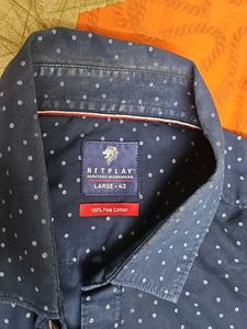 Blue Dotted Casual Shirt