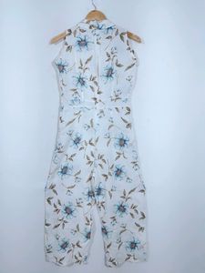 Fam Glam White with Floral Print  Jumpsuits(Women&#39;s)