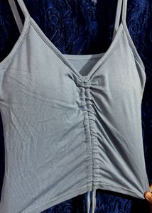 Teal Blue Drawstring Tank Top / Camilosole
