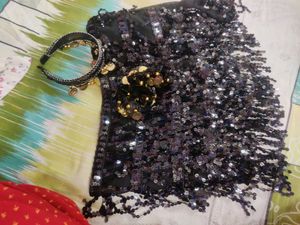 Belly Dancing Skirt with Hand Cuff &amp; Head Accesori