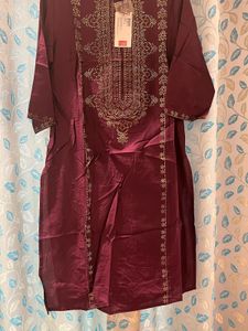 Dark Purple Printed Kurti