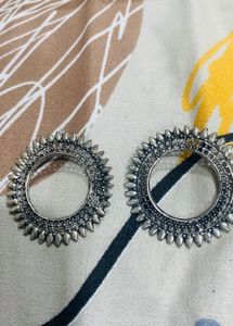 4 Silver Hoop Earrings with one ring