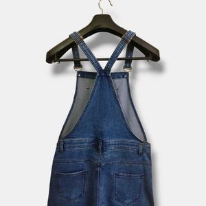 Blue Textured Full Length Dungaree Women