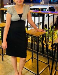 Chic Two-Tone V-Neck Dress