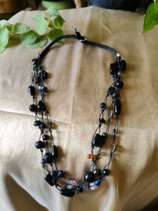Black Beaded Statement Necklace