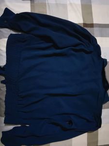 Navy Blue Fashionable Top With Embroidery