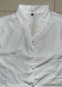 Crop White Button-Down Shirt