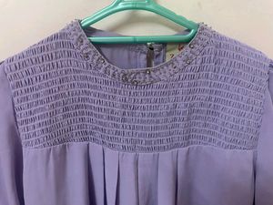 Lavender Top With Beaded Details On Neckline