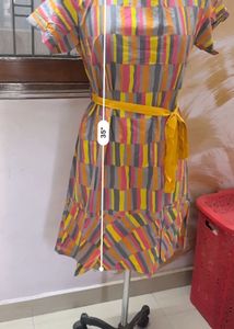 Colorful Striped Tie-Waist Dress