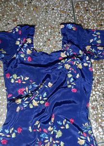 Royal Blue Silk Plazzo Suit