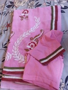 Pink Embroidered Saree