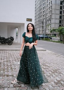 Perfect Mehndi Outfit(Crop top And Skirt Set)