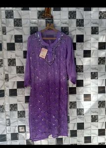 beautiful mirror work ombre chikankari suit set