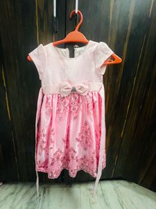 Beautiful Embroidered Pink Party Wear Frock