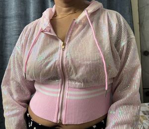 Pink Sequin hoodie style top