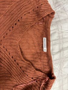 Rust Knit V-Neck Sweater