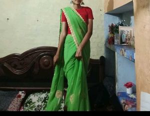 Green Saree with stiched  Blouse