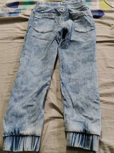 Unisex Light Wash Denim Joggers