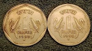 1990 ₹1 Security &amp; Rare Reeded Edge Combo