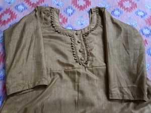 Beautifu Neck Designer Golden Kurta