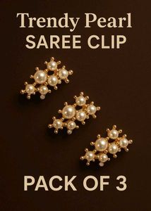 Pearl Saree Clips - Pack of 3 With Free Ring