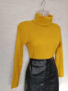 Imported Yellow Turtleneck Sweater