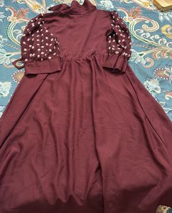 Chic Maroon Polka Dot Dress
