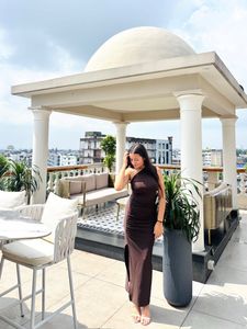 Elegant Brown One-Shoulder Maxi Dress