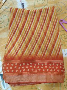 Orange &amp; Yellow Striped Saree
