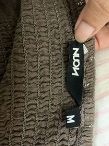 Chic Brown Polka Dot Crop Top