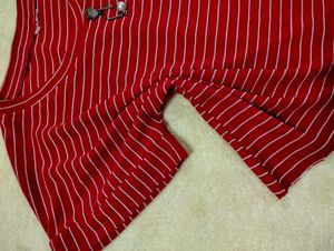 Red &amp; White Striped Crop Top