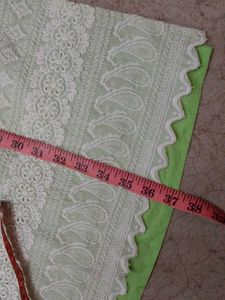 Mint Green Chikan Kari Fabric