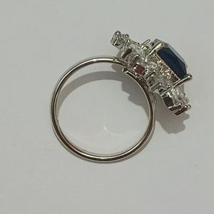Artificial Silver Adjustable Ring + Big Size Stone