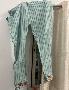 Striped Embroidered Kurta Set