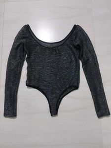 Black Shimmer Swimmer Top